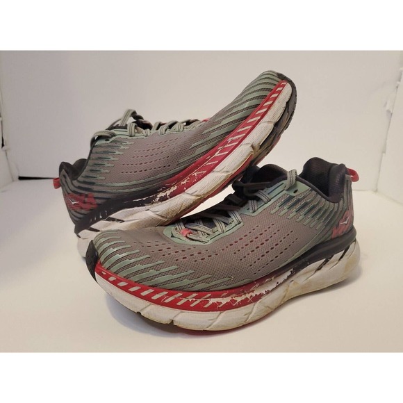 Hoka One One W Clifton 5 Running Shoes Women’s Size 8.5 Gray Pink 1093756 AMTL - Picture 1 of 9